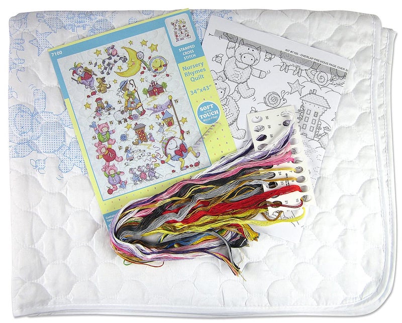 Design Works Crafts Janlynn Stamped for Cross Stitch Baby Quilt Kit, Nursery Rhymes - Image 3